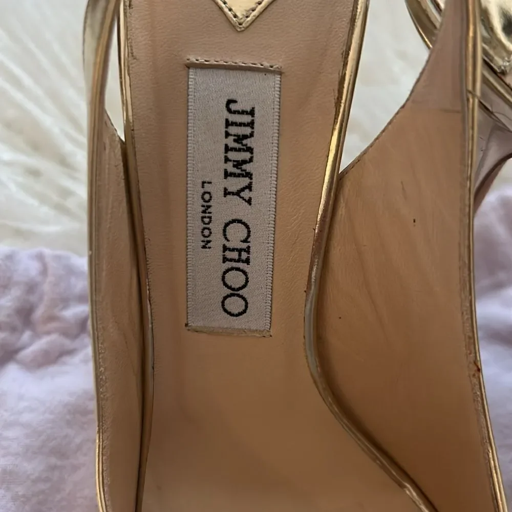 Mirror Calfskin Clue Peep Toe Platform Slingback Pumps size 37